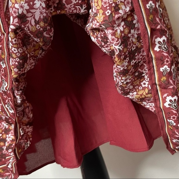 🔥 Max Studio Floral Flutter Boho Prairie Surplice Dress L New - Picture 9 of 13